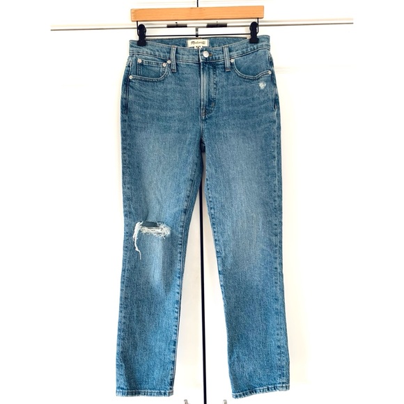 Madewell The Perfect Vintage Jean Mid Rise Straight Leg Crop Distressed Size 26 - Picture 1 of 9
